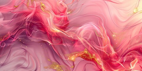 Obraz premium Abstract Swirling Pink and Gold