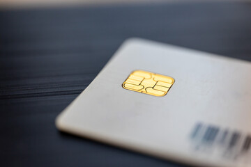 Close-up of a SIM card. Shallow depth of field