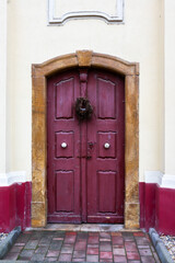 A view of an old door of a church
