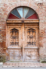 A view of an old door of a church