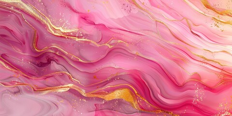 Abstract Pink and Gold Swirls