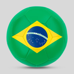 Obraz premium football ball with the national flags of Brazil and soccer team. on the white background