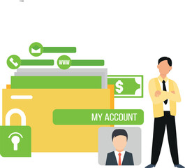 Boy showing various documents in a folder.