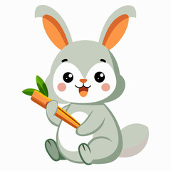 Cute Rabbit Eating Carrot vector svg