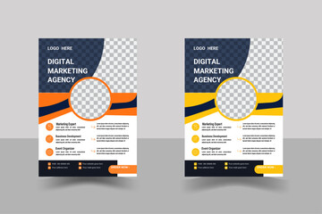 Corporate business flyer template design set, cover modern layout,  flyer in A4 with colorful business proposal, promotion, advertise, publication, a bundle of 2 templates of different colors a4 flyer