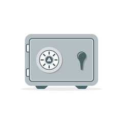 Metal bank safe icon in flat style. Money vault vector illustration on isolated background. Storage sign business concept.