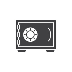 Metal bank safe icon in flat style. Money vault vector illustration on isolated background. Storage sign business concept.