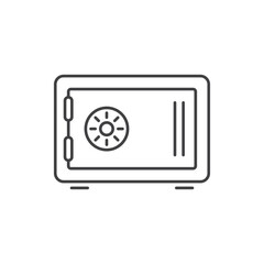 Metal bank safe icon in flat style. Money vault vector illustration on isolated background. Storage sign business concept.