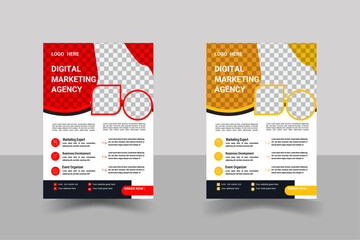 Obraz premium Corporate business flyer template design set, cover modern layout, flyer in A4 with colorful business proposal, promotion, advertise, publication, a bundle of 2 templates of different colors a4 flyer