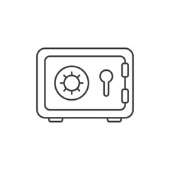 Metal bank safe icon in flat style. Money vault vector illustration on isolated background. Storage sign business concept.