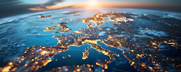 Scandinavian Countries on a Digital Grid Showcasing Advanced Telecommunication Networks and Cyber Technology