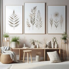 A room style interior set design with plants and pictures on the wall optimized Vibrant optimized.