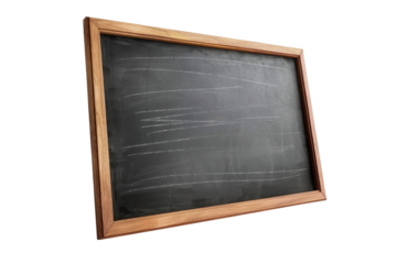 Empty wooden framed chalkboard on transparent background. ready for writing. Perfect for educational or business settings.