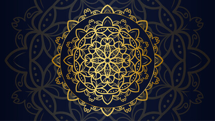 Luxury mandala background. Navy and gold elegant design template.