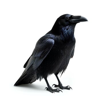 recommend clip art: Raven bird isolated on white background with shadow. Black raven