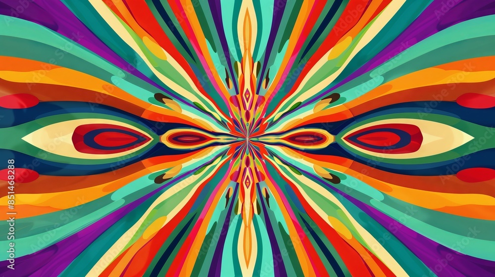 Poster radiating lines and shapes create a stunning kaleidoscope, forming a mesmerizing central pattern and