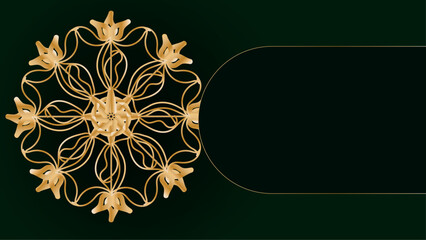 Gold Mandala Ornament Design With A Circle In The Middle Isolated On A Dark Background