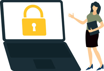 The girl is showing the lock on the screen.