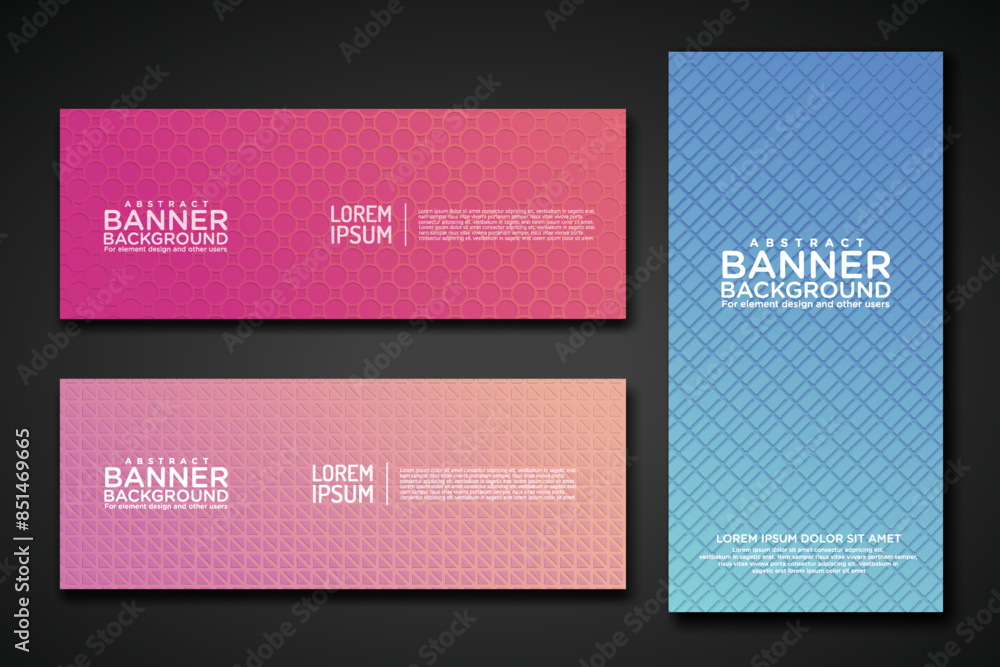 Poster set banner backgrounds with modern geometric lines textured pattern and colorful dynamic gradation