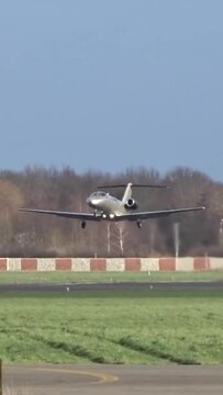Private Jet Business jet Corporate Jet Executive Jet Taking Off Take off departure departing at Regional Small Airport Airfield