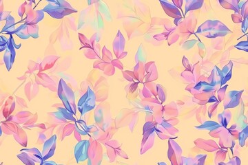 Elegant Pastels Botanical Floral seamless pattern design, perfect for fashion and textile backgrounds