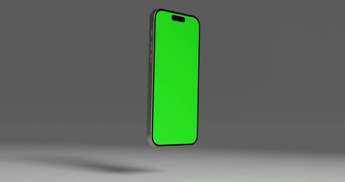 mockup 3d video animation of an iphone smartphone chroma green screen background isolated app social media tracking