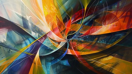 Abstract art featuring vivid lines and shapes, with a dynamic, energy-filled focal point that draws viewers in.