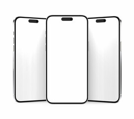 Realistic smartphone mockup. mobile phone with blank screen isolated on white background