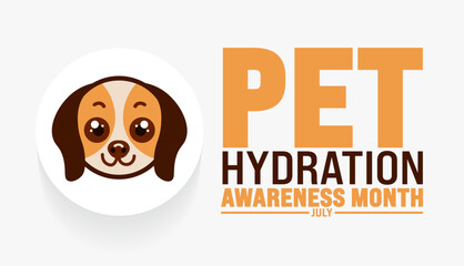 July is Pet Hydration Awareness Month background template. Holiday concept. use to background, banner, placard, card, and poster design template with text inscription and standard color. vector