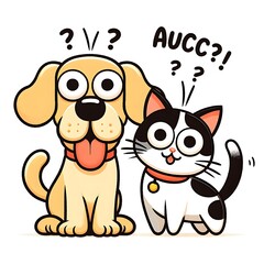 A cartoon dog design graphic and cat design graphic vector professional.