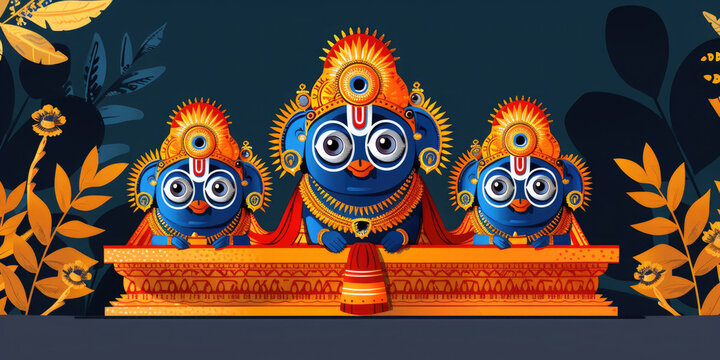 Rath Yatra festival celebration for God Jagannath, Balabhadra and Subhadra.