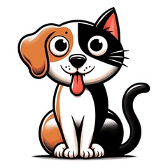 A cartoon of a cat design graphic and dog design graphic unique.