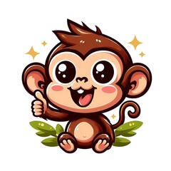 A cartoon of a monkey design colours drawing graphic giving a thumbs up engaging Artistic eyecatching.