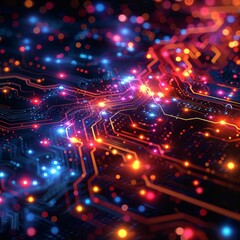 Fototapeta premium Abstract vector background depicting IoT (Internet of Things) technology. Futuristic digital concept.