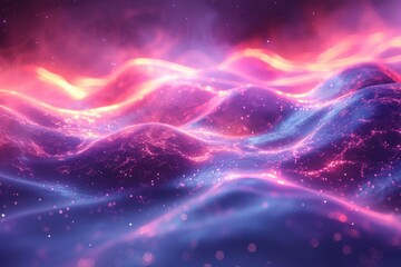 Fototapeta premium Neon colors flow with grainy texture effect on a purple, pink, and blue color gradient background. Blurred futuristic banner design.