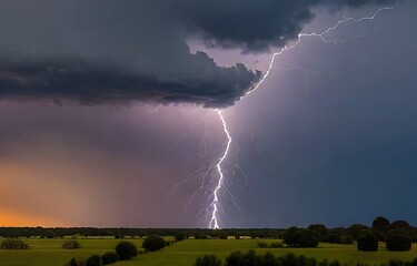 The season is northwestern. A big, dark cloud in the sky with thunderstorm, scene before the storm