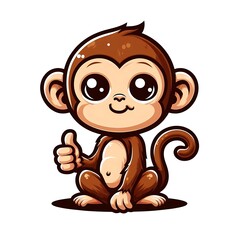 Fototapeta premium A cartoon monkey design colours graphic giving a thumbs up vector.