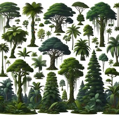 A collection of tree design graphics and plants highquality.