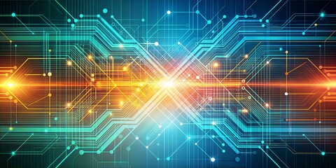 Obraz premium Futuristic technology background. Vivid abstract of tech’s pulse, showcasing digital data flow and connectivity in a dynamic, futuristic network.
