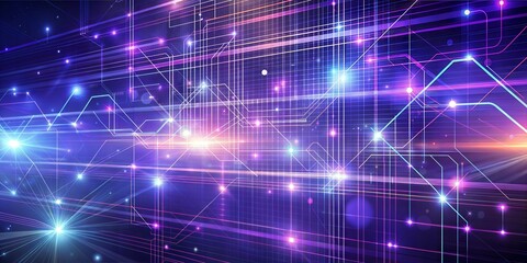 Fototapeta premium Futuristic technology background. Vivid abstract of tech’s pulse, showcasing digital data flow and connectivity in a dynamic, futuristic network.