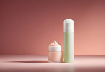 Skincare packaging mockup on the Pastel background