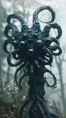 Eerie and Malevolent Otherworldly Entity in Foreboding Forest Environment