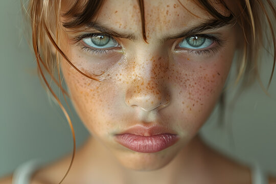 sad offended girl cries