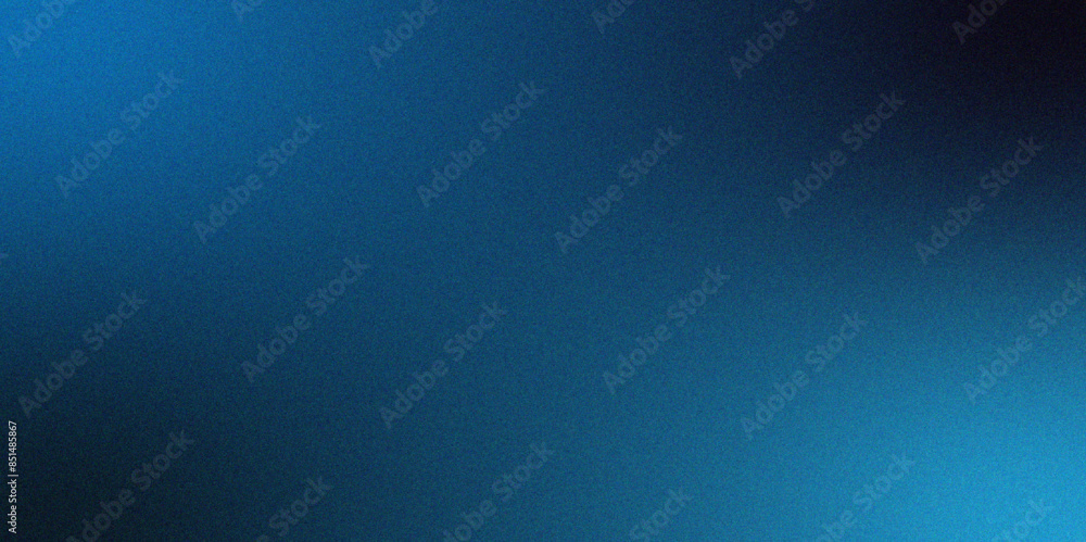 Poster Minimal Blue glowing light on dark backdrop. Noise textured with grainy blurred gradient. Dark noise texture effect with vintage grunge background. Poster cover abstract design, copy space.