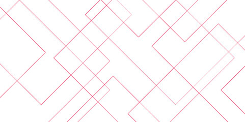 Abstract Red Geometric squares with Futuristic digital design. Modern architecture white and red color technology concept with geometric line. Simple block background with lines