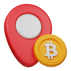 bitcoin location 3d icon isolated on the transparent background