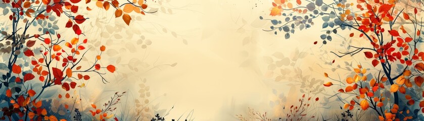 Abstract watercolor painting of autumn leaves.