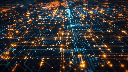 Circuitry board glowing in cyberspace