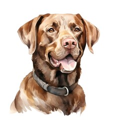 Watercolor of a Loyal Labrador Retriever Dog Breed on Solid Background