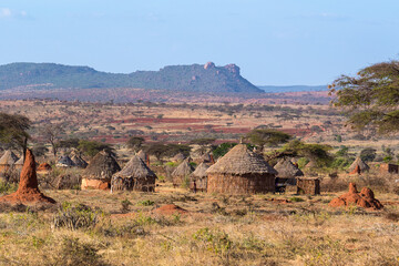 South Ethiopia, typical Borena village in the Yabello area. 